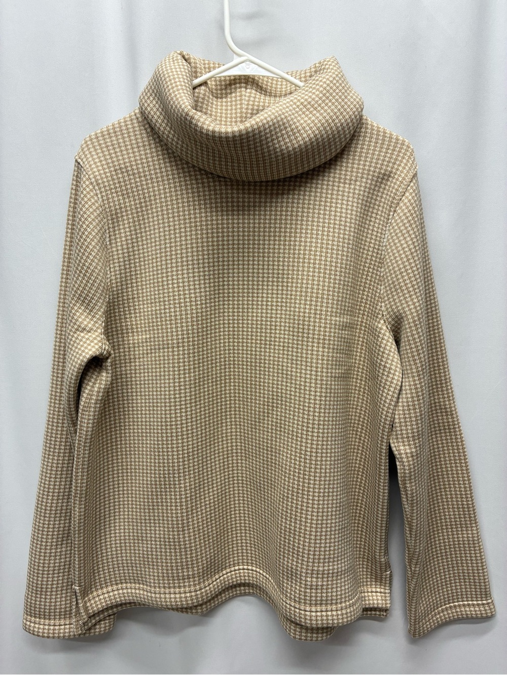 J.Crew womens sweater xl turtleneck houndstooth cream oversized cozy preppy